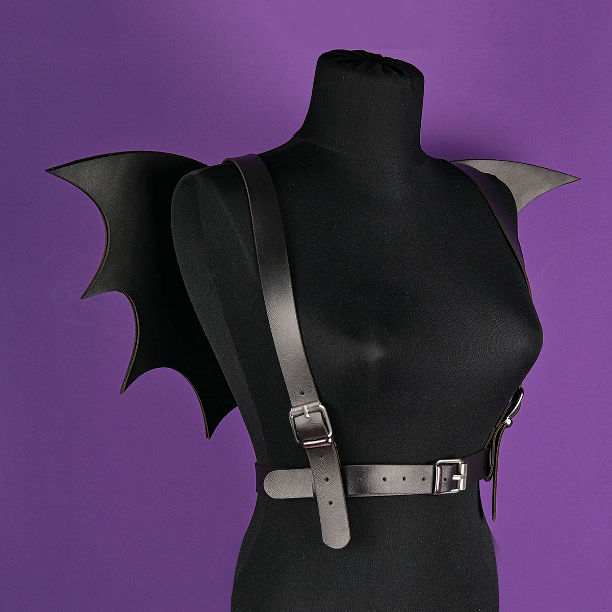 Bat Wings Harness Leather Waist Belt Chest Harness Halloween Costume Waist Harness Wing Harness with Wings Dragon Wings Gothic
