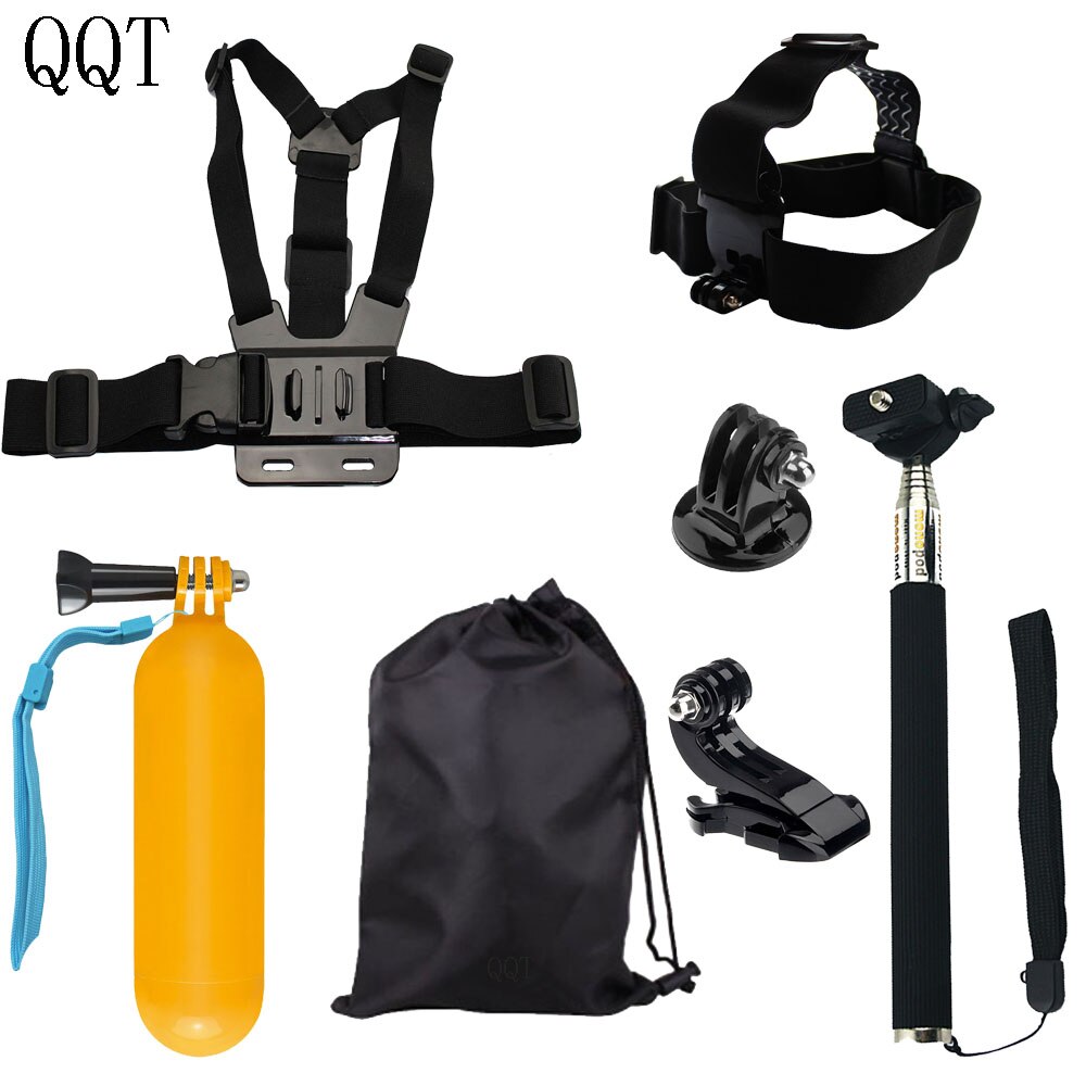 Qqt voor gopro accessoires set voor gopro hero 7 6 5 4 3+ 3 xiaomi  yi 4 k hoofd torso montage riem vlotter dobber voor sjcam eken
