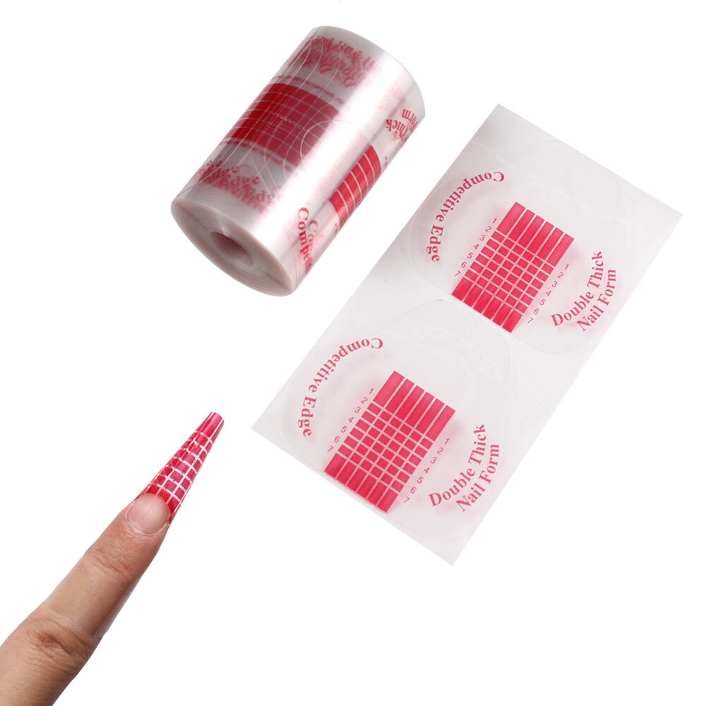 Nail Forms Extension Acryl Franse Curve Sticker Uv Gel Gebouw Zelfklevende Manicure Pvc Clear Red Nail Form