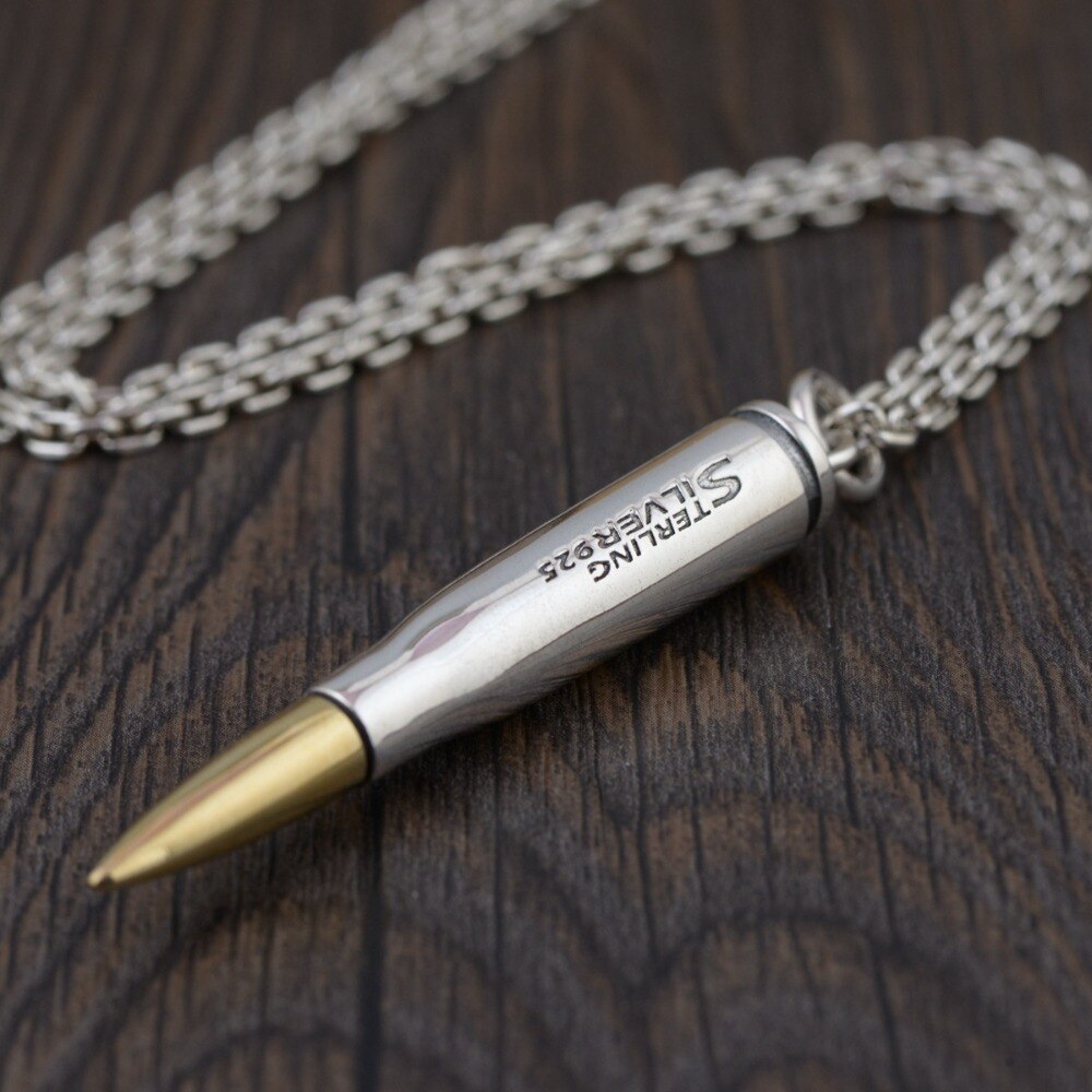 925 Sterling Silver Bullet Stijl Open Hanger Tag Charm Zilver & Goud Kleur Mannen Vrouwen (Zonder Ketting) A1498