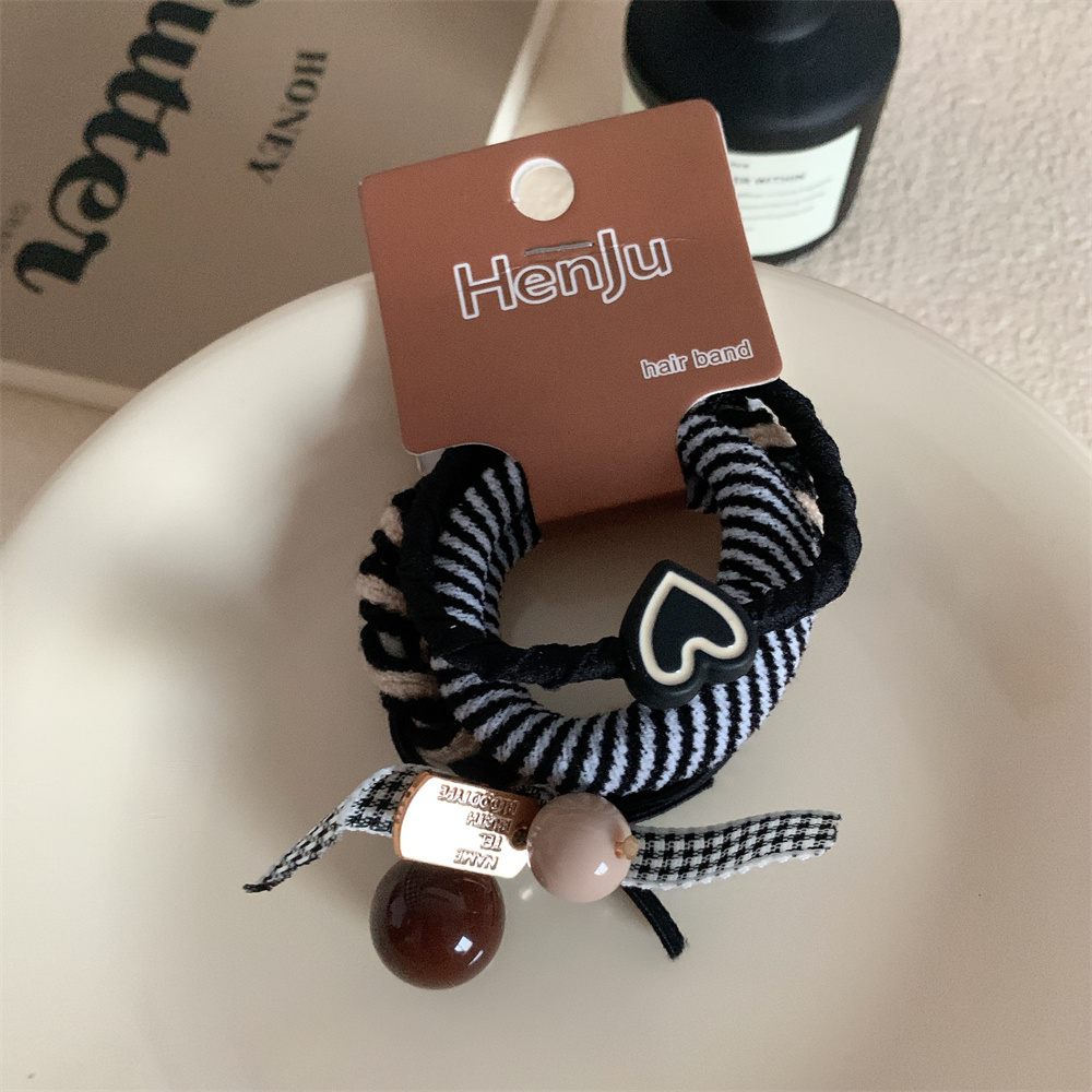 4 unids/set de cuerdas elásticas para el cabello a la , diadema Simple con forma de corazón para mujer, coleteros altos, banda de goma, accesorios para el cabello: Lavanda