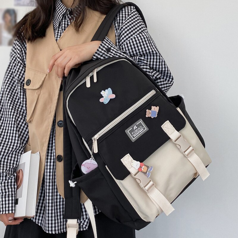 DCIMOR Fibbia Stile Preppy Studente Zaino di Colore di Contrasto Della Chiusura Lampo Delle Donne di Nylon Impermeabile Zaino Femminile Bella Viaggi Bagpack