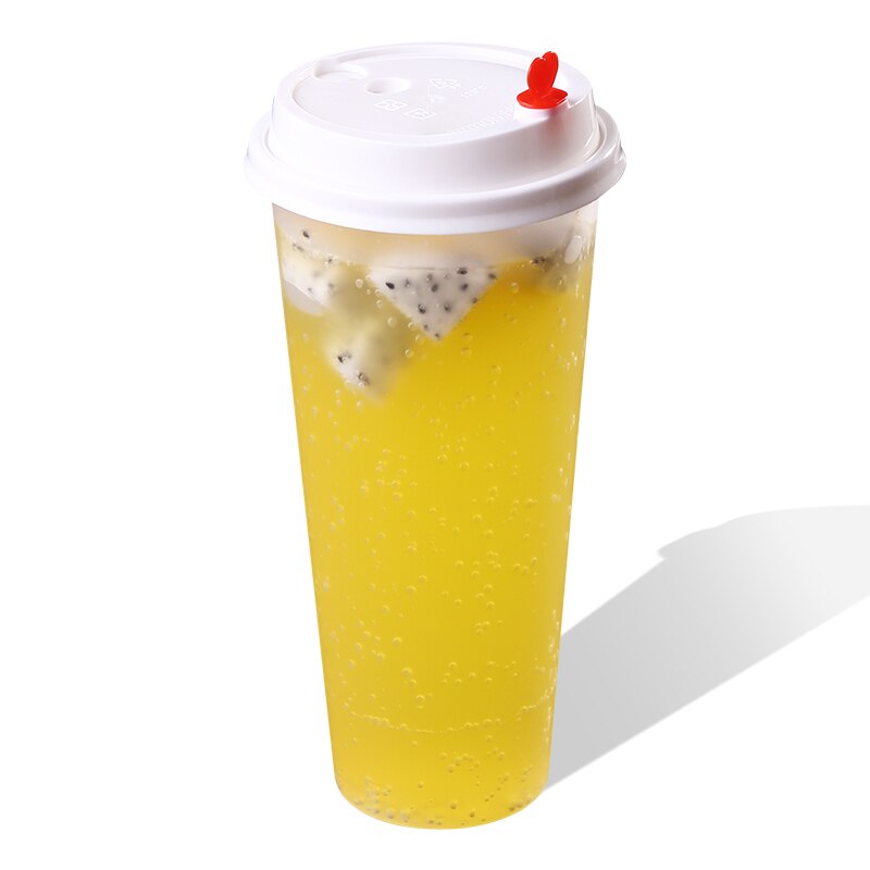 50 stücke Transparent einweg tassen party geburtstag BBQ picknick favor dicken kalten trinken kunststoff tasse 360ml paket tassen mit liebe deckel
