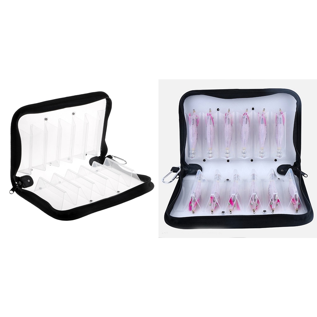 2pcs Fishing Utility Box Lures Squid Jig Wallet Storage Bag 12 Compartments