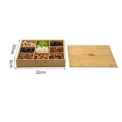 Kinesiskt snack godis förvaringsbricka trä partition torkad frukt mat förvaringsbox hållare hem nötter frukt melon organizer case: Stil 3