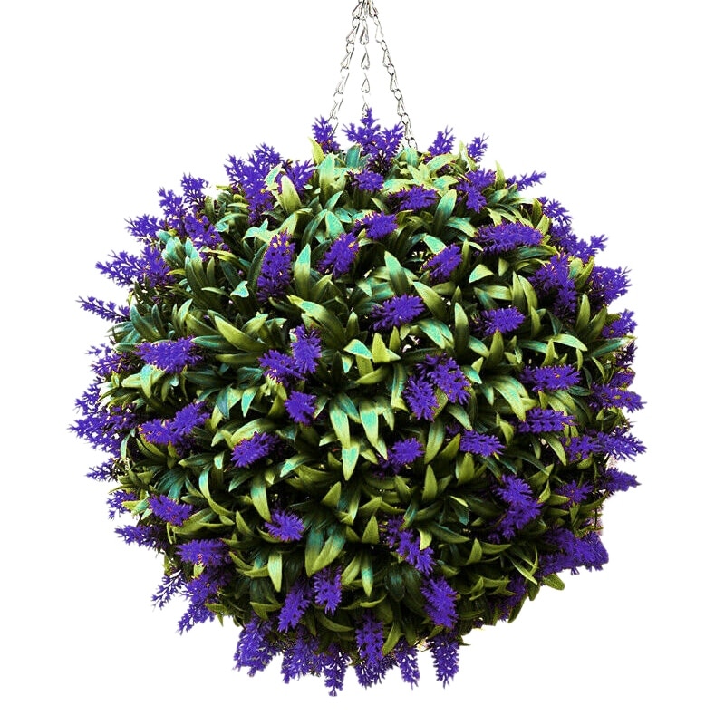 Kunstmatige Paarse Lavendel Opknoping Topiary Bal Bloem Plant Decor Mand Pot 30Cm