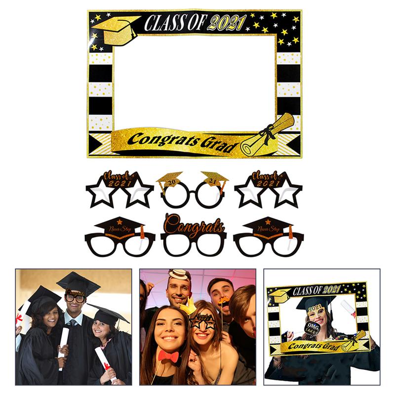 7 Uds. De atrezo para fotografía de , lentes de papel, marco de fotos para graduados,