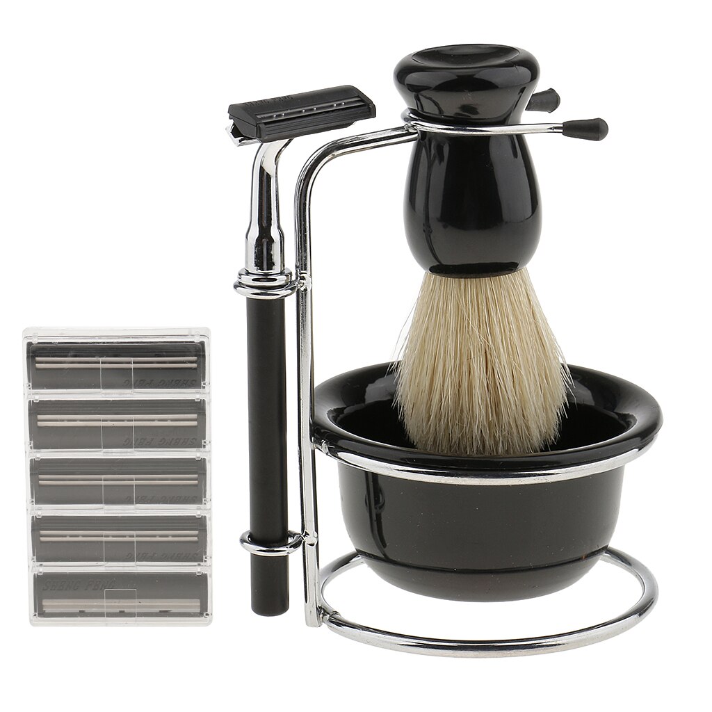 Mens Beard Shaving Kit Shave Badger Brush+ Stand +Soap Bowl Mug +Razor Set