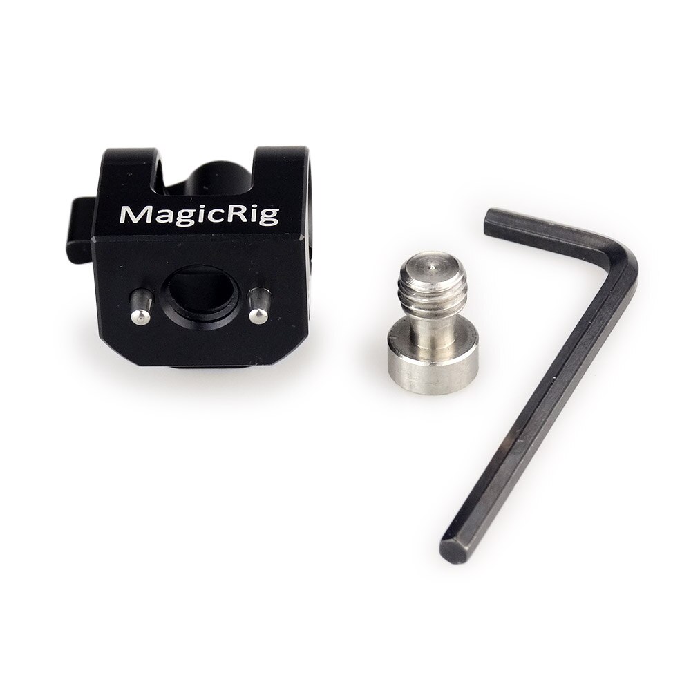 MAGICRIG Single Hole 15mm Rod Clamp with ARRI Accessory Mount on Camera Handle / Cage / Plate for Rod Extension DSLR Camera Rig