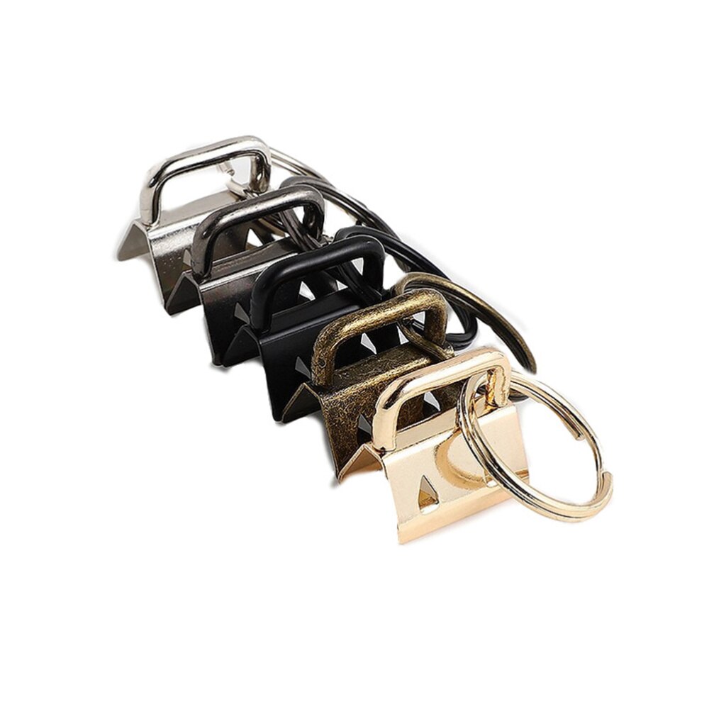 50Pcs Diy Stof Sleutelhanger Fob Polsbandje Met Key Ring Voor Lanyard Bagage Riem Accessoires (25Mm, zilver)