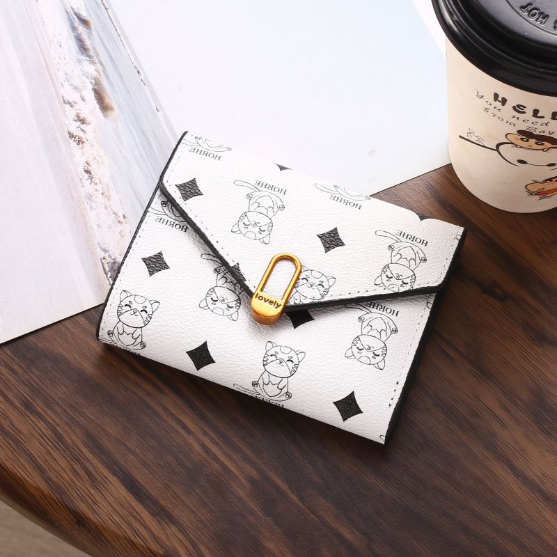 Stylish and Minimalist Three-fold Wallet for Women with Multiple Card Slots, Trendy Short Ladies' Wallet with Coin Pocket: WHITE