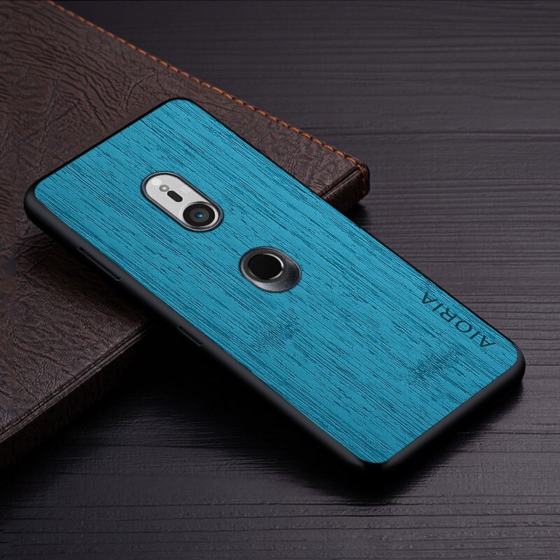 Case Voor Sony Xperia XZ3 Funda Bamboe Hout Patroon Lederen Skin Telefoon Cover Luxe Coque Voor Sony Xperia Xz3 Case capa: Cyan