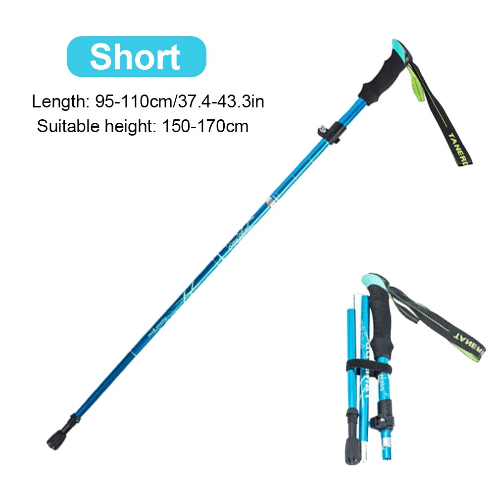 Outdoor Walking Stick Hiking Trekking Poles Ultralight Nordic Walking Pole Telescopic Crutches Antishock EVA Handle Folding Cane: Short Light Blue