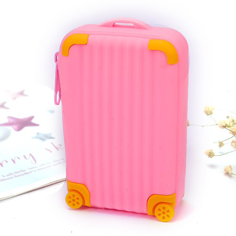 Silicone Large Capacity Coin Purse Children Suitcase Card Bag Waterproof Small Fresh Soft Zipper Storage Bag