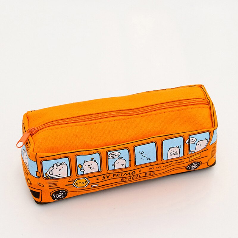 Large Canvas Pencil Case Popular School Bus Zipper Pencil Box For Stationery Organizer School Supplies Durable Pen Bag For Kids: 03