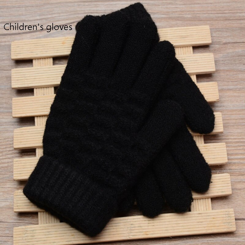 Adult woman Men Touch Screen Gloves and child Kids Boy girl Knit Gloves Winter Warm Full finger Gloves ST8: Child gloves black