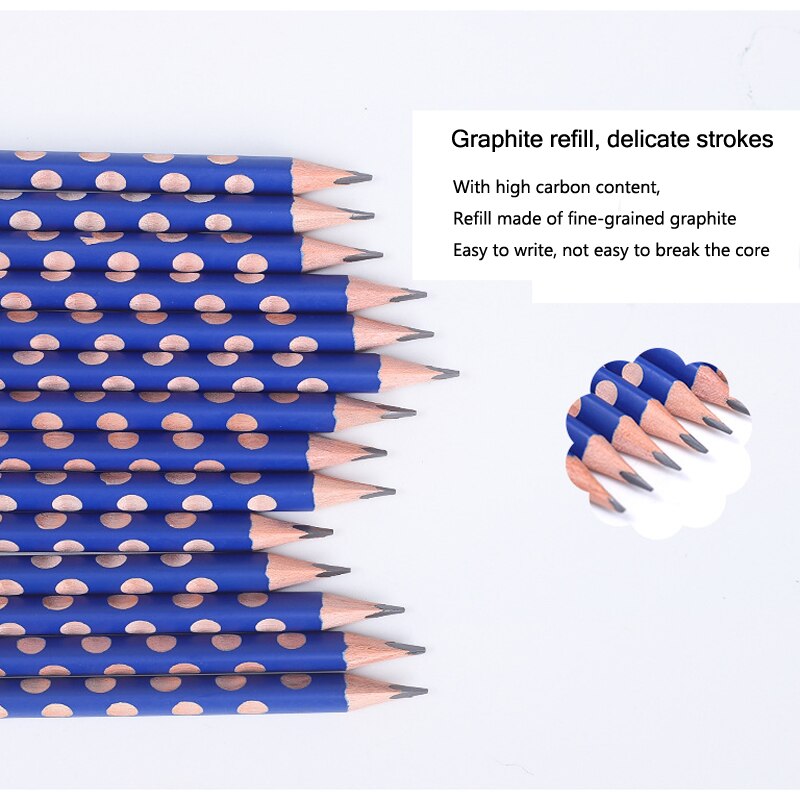 10pc Groove Triangle Wooden Pencil HB Posture Correction Pencil School Office Stationery Exam Drawing Pencil