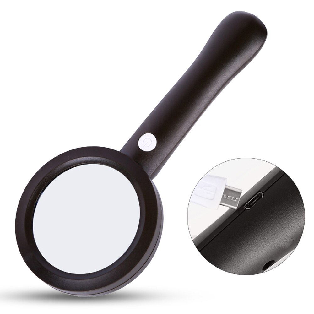 Magnifying Glass with Light, 6X Handheld Illuminated Magnifier Rechargeable 9 LED Lighted Magnifying Glasses for Seniors Reading