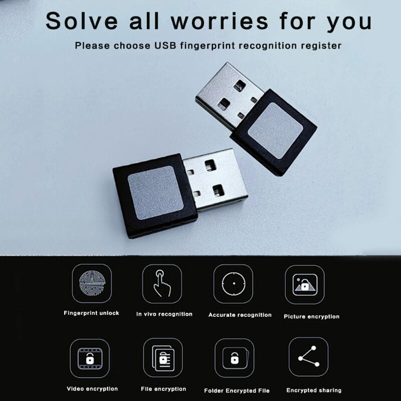 Mini USB Fingerprint Reader Win10 Dongle File Encryption 360° Touch Security Key