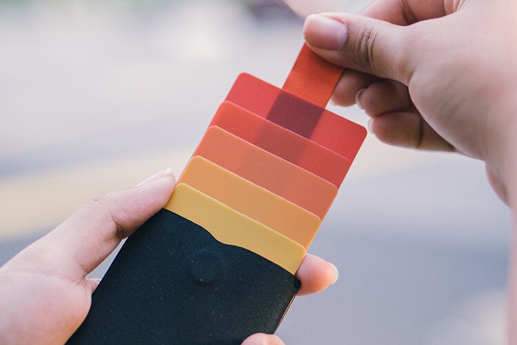 For Xiaomi DAX V2 Mini Slim Portable Card Holders Men Women ID Credit Card Holder Protector Gradient Wallet Business Cards Case: DAXv2Black and Red