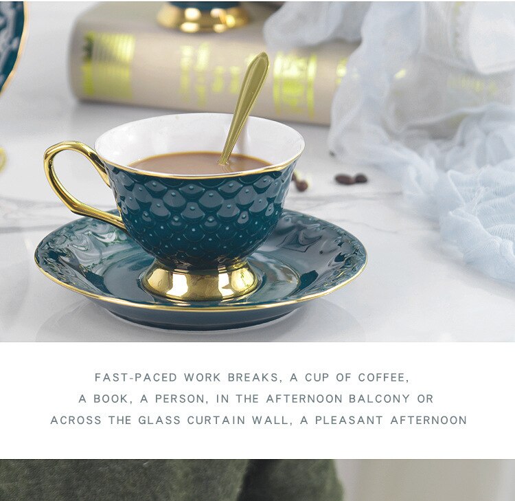 200ml keramiske kaffekopper underkop sæt med skeelskere porcelæn eftermiddagste kopper suite morgenmad mælkekrus: Grøn -200ml