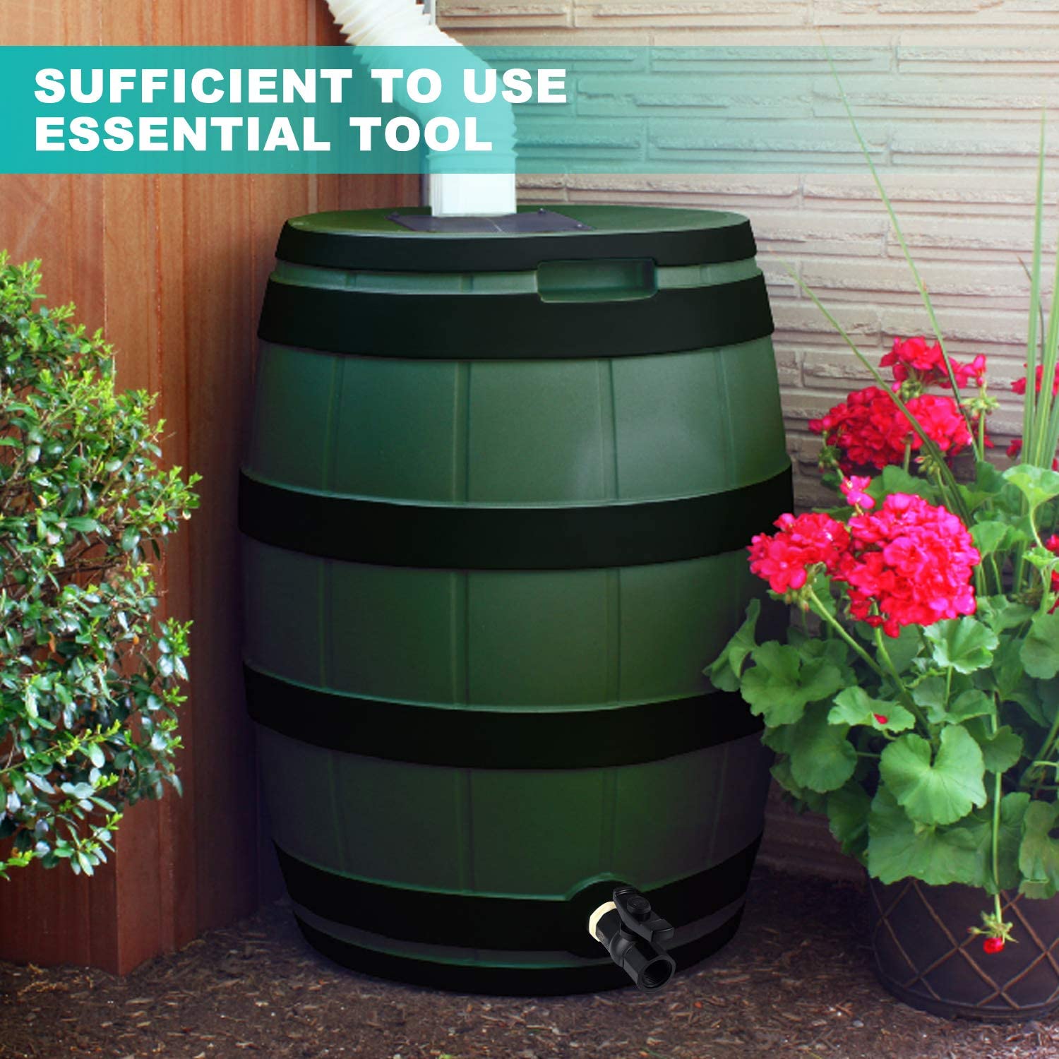 Rain Barrel Garden Spigot 3/4 Inch PVC Ball Valve (Female Thread) with Bulkhead Fitting Adapter (Male Thread) for Aquariums Pool