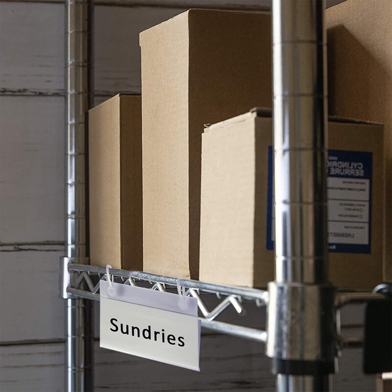 ! 60Pcs Plastic Mand Label Houders, prijs Teken Draad Plank Met Clip Lock Sluiting Met 60 Stuks Label Papier Insert