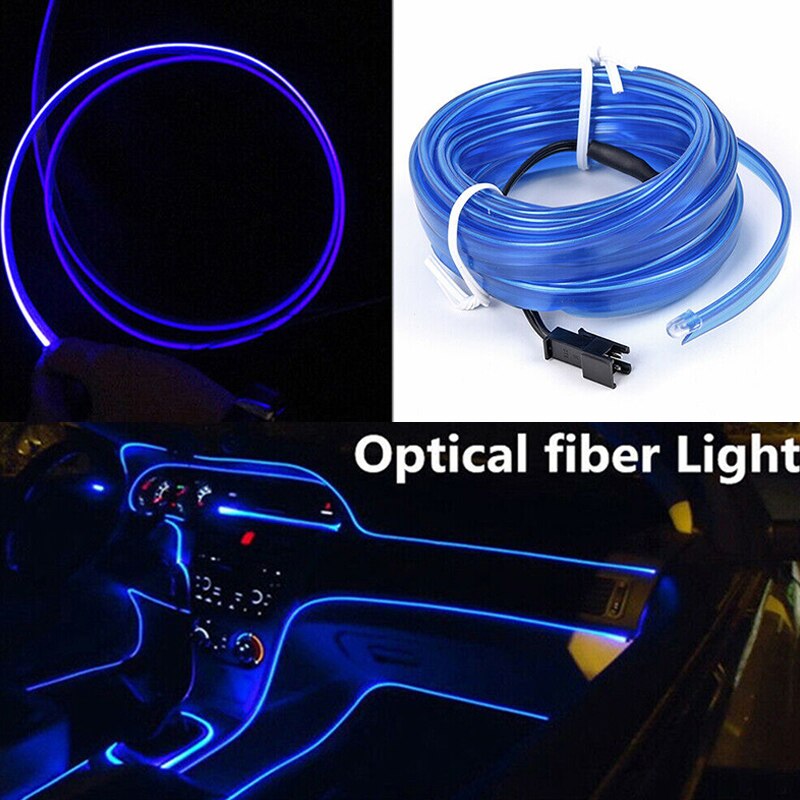 4Meter Car Interior Led Lights El Wire 12V Inverter Flexible Cold Neon Light Line Strip Salon Car Accessories
