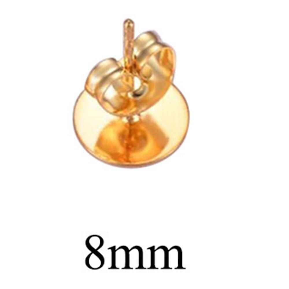 Poteaux de boucle d'oreille en acier inoxydable, 3/4/5/6/8/10/12mm, pour le bricolage et la fabrication de bijoux, 50 pièces/lot: 8mm