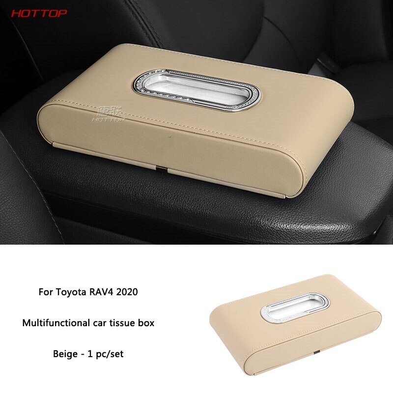 For Toyota RAV4 Car Tissue Box Interior Sitting Paper Tissue Box Car accessories 1pc: Beige 1PC