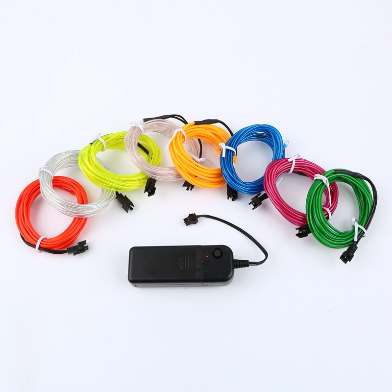 Câble métallique fluo à LED, 2m, luminaire décoratif idéal pour une soirée séparés ante, Noël, une voiture ou un rave