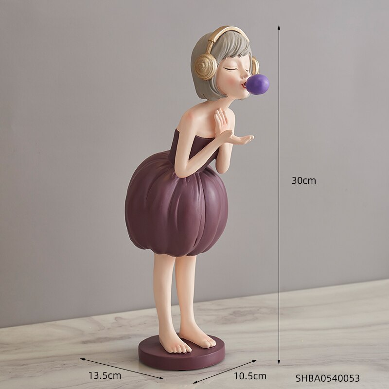 Nordic Sweet Dreamy Bubble Girl Sculpture Storage Lipstick Fruit State Living Room Decoration Bedroom Decor Accessories: Bubble-purple