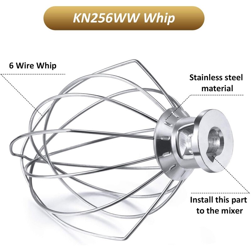 Wire Mixer for KNS256CDH Dough Hook and KN256WW 6-Wire Mixer, for 5 Quart Lift Vertical Mixer, Bowl Lift Vertical Mixer