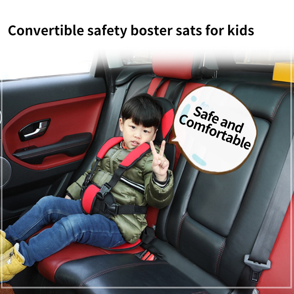 Car Seat Convertible Baby Safety Booster Seats Belt-Positioning Portable Harnessed Car Seat Thicken Seat Cover Pad Cushion Blue