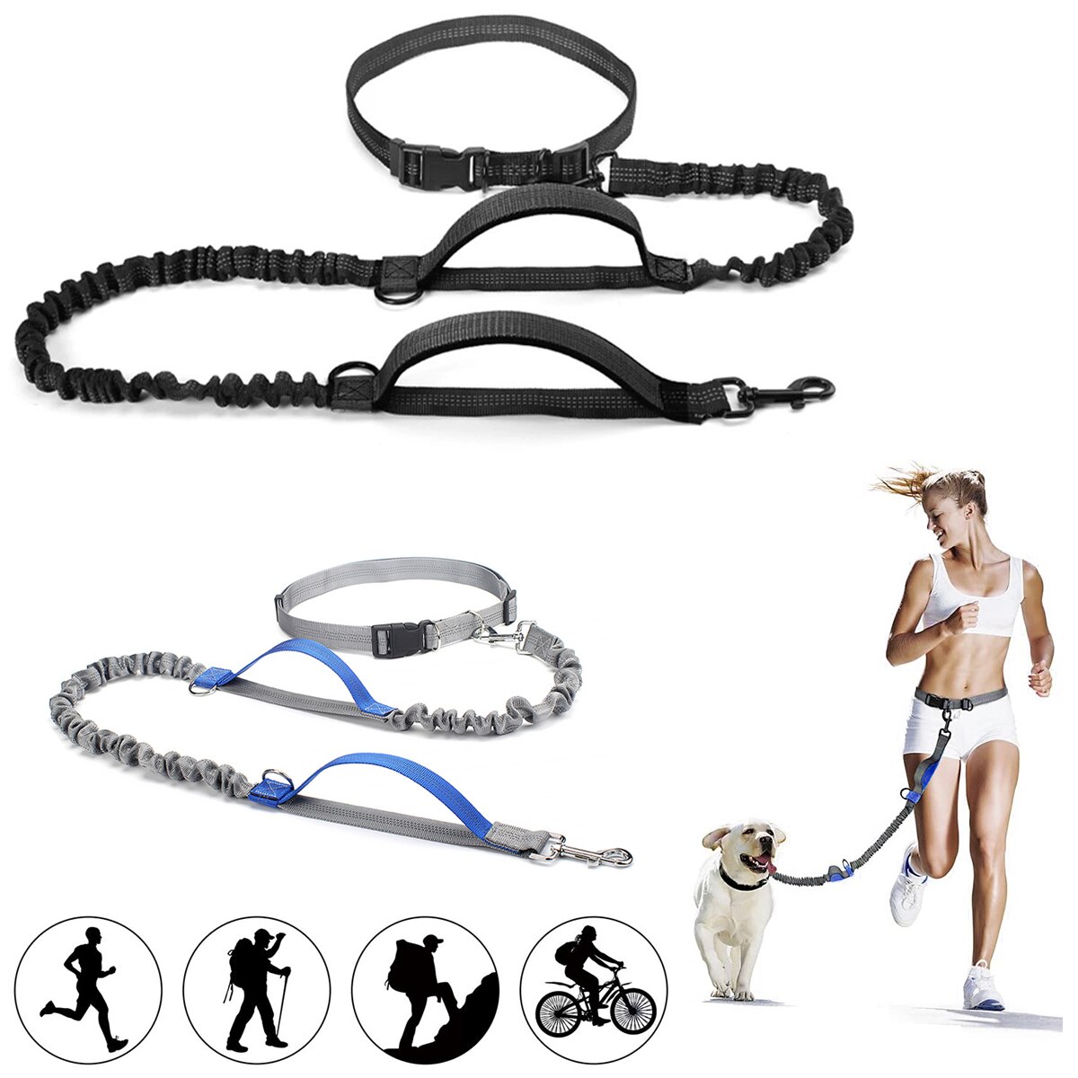 Pet Dog Running Leashes Reflective Traction Rope Belt Elastic Hands Freely Jogging Pull Dog Leash for Medium Large Dog Supplies