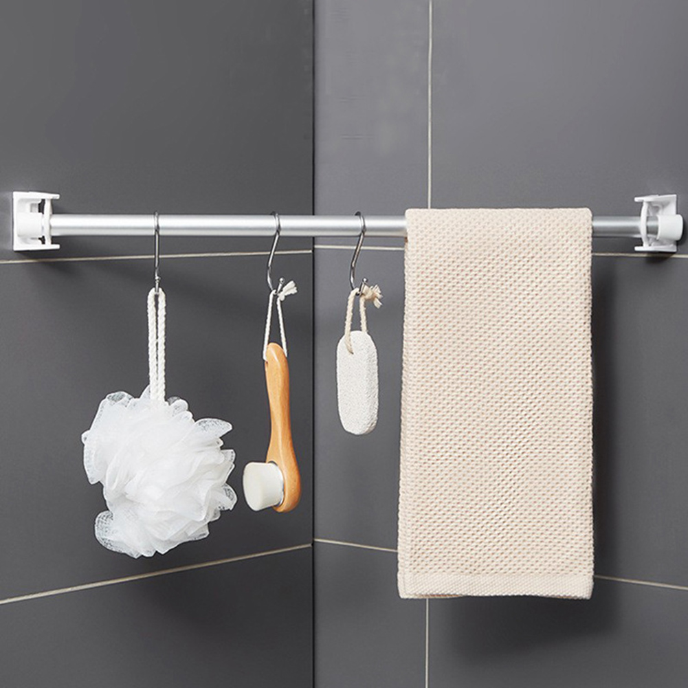 Draaibare Gordijn Staaf Beugel Zelfklevende Douchegordijn Staaf Houder Ring Telescopische Staaf Hanger Hoek Pole Ring Voor Badkamer