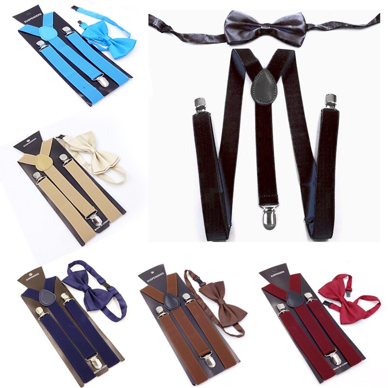 Suspenders with Bowtie Men Bow Tie Set Mens Braces Womens Adjustable Suspenders Pants Wedding Ties Accessories