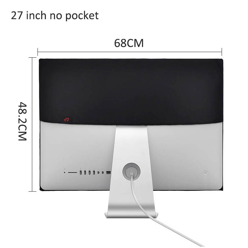2 Styles 21 inch 27 inch Black Polyester Computer Monitor Dust Cover Protector with Inner Soft Lining LCD Screen: 27 inch no pocket