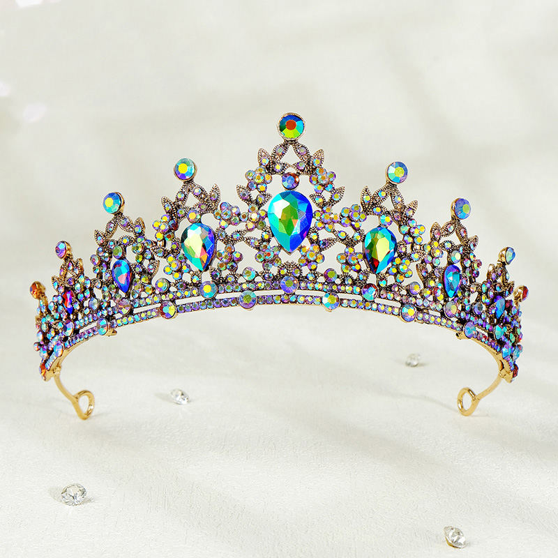 Mode Zwart Kristal Haar Kroon Voor Vrouwen Prom Gouden Kleur Tiara 'S En Kronen Haaraccessoires Bruids Haar Sieraden: GRIJS