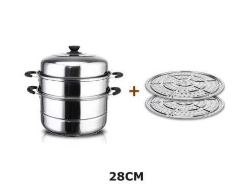 28/30Cm Keuken 2/3 Layer Stoomboot Potten Roestvrij Staal Stoomboot Mand Instant Pot Accessoires Voor Gerechten Cook Soep noedels: 3layers 28cm