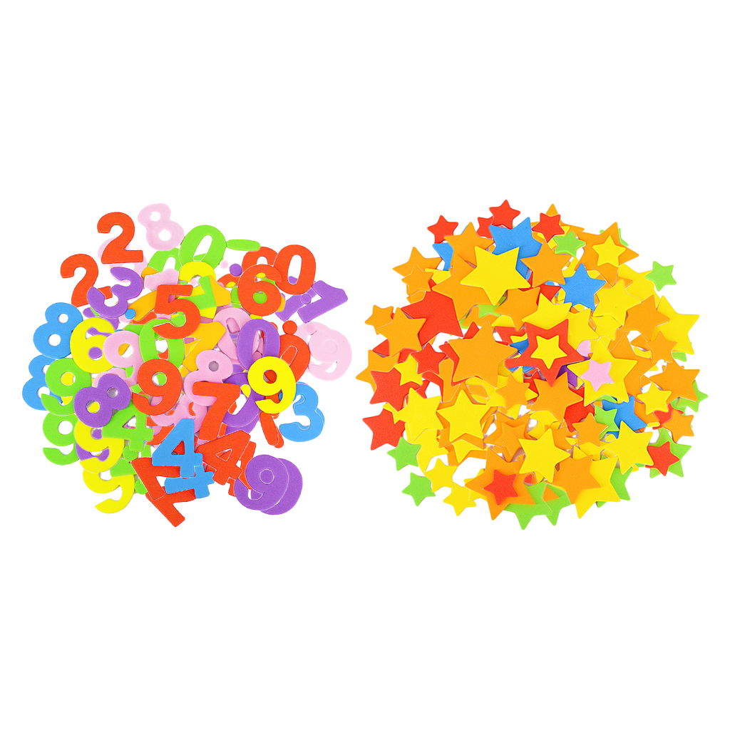 4 Bags EVA Kids Craft Stickers Star Number Foam Sticker Girls Art Protect