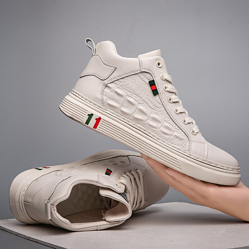 Męskie buty na deskorolkę wysokie trampki męskie obuwie sportowe męskie buty oddychające kostki buty spacerowe na niskim obcasie Chaussure Homme