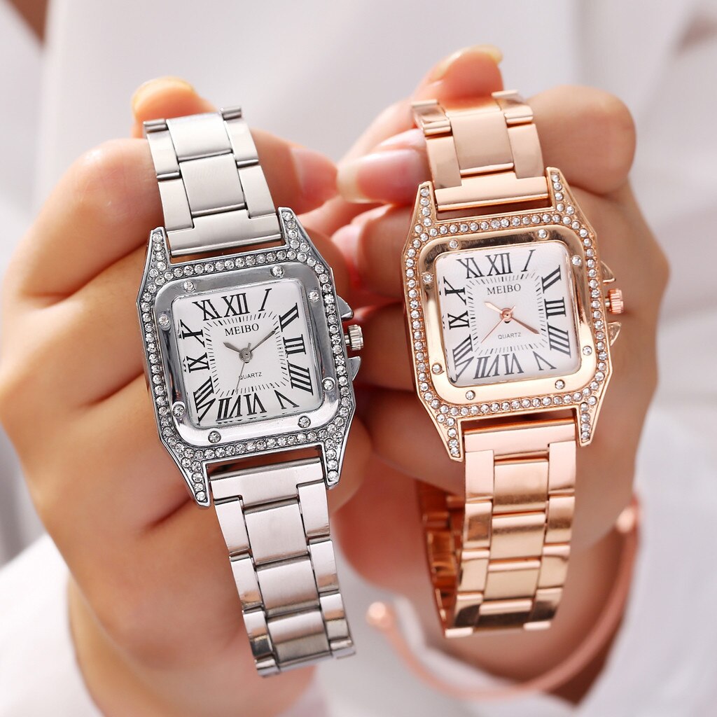 MEIBO minimaliste cadran carré en acier inoxydable avec montre à Quartz pour femmes