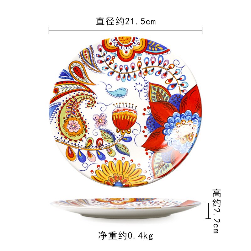 steak plate bowl cup set western dish ceramic plate dish dish personality home fruit plate breakfast plate: 2