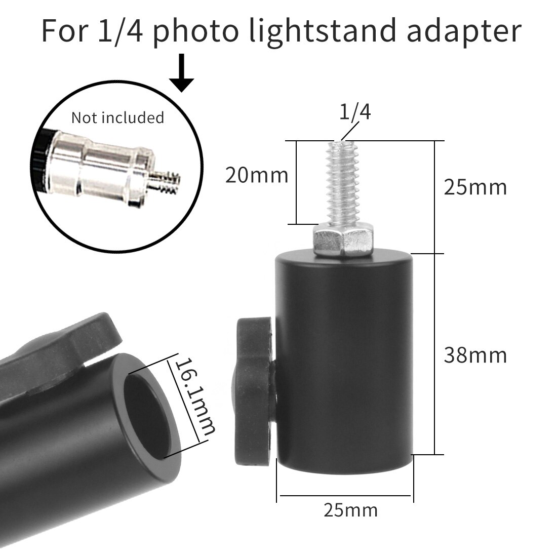 Tripod Light Stand Flat Head Converter to 1/4" 3/8" Screw Mount Adapter 16mm for Flash LED Monitor DSLR Photography Accessories: 1 4 25mm Type C