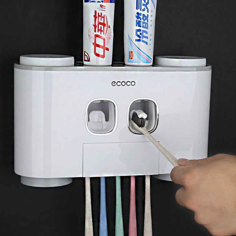 Nowy uchwyt na szczoteczki robić zębów ścienny magnetyczny kubek na szczoteczki robić zębów podwójny dozownik pasztecik robić zębów makaron robić zębów wyciskacz półka łazienka Accessorie ustawić