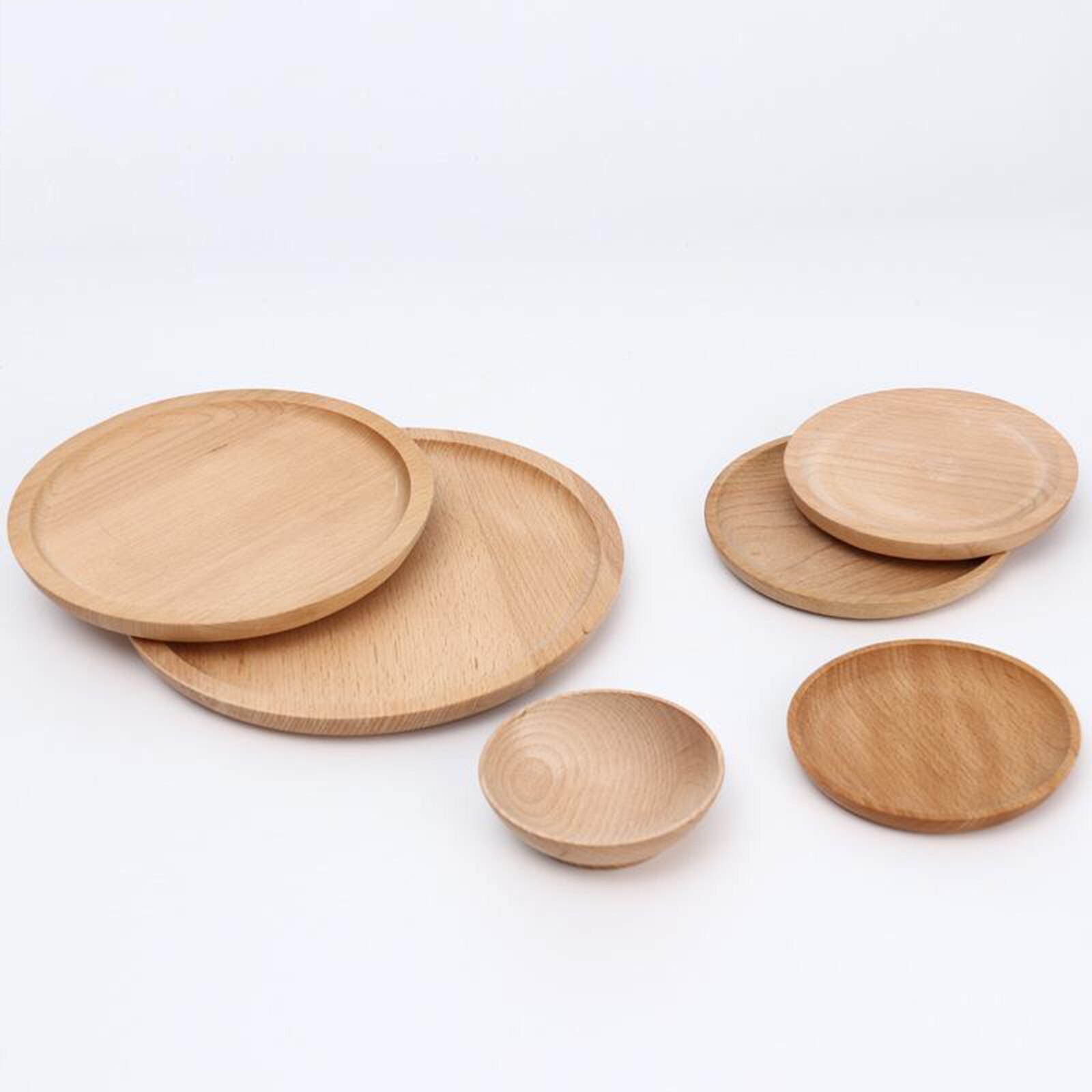 Assiettes à dîner en bois de hêtre, assiettes rondes en bois, faciles à nettoyer et légères