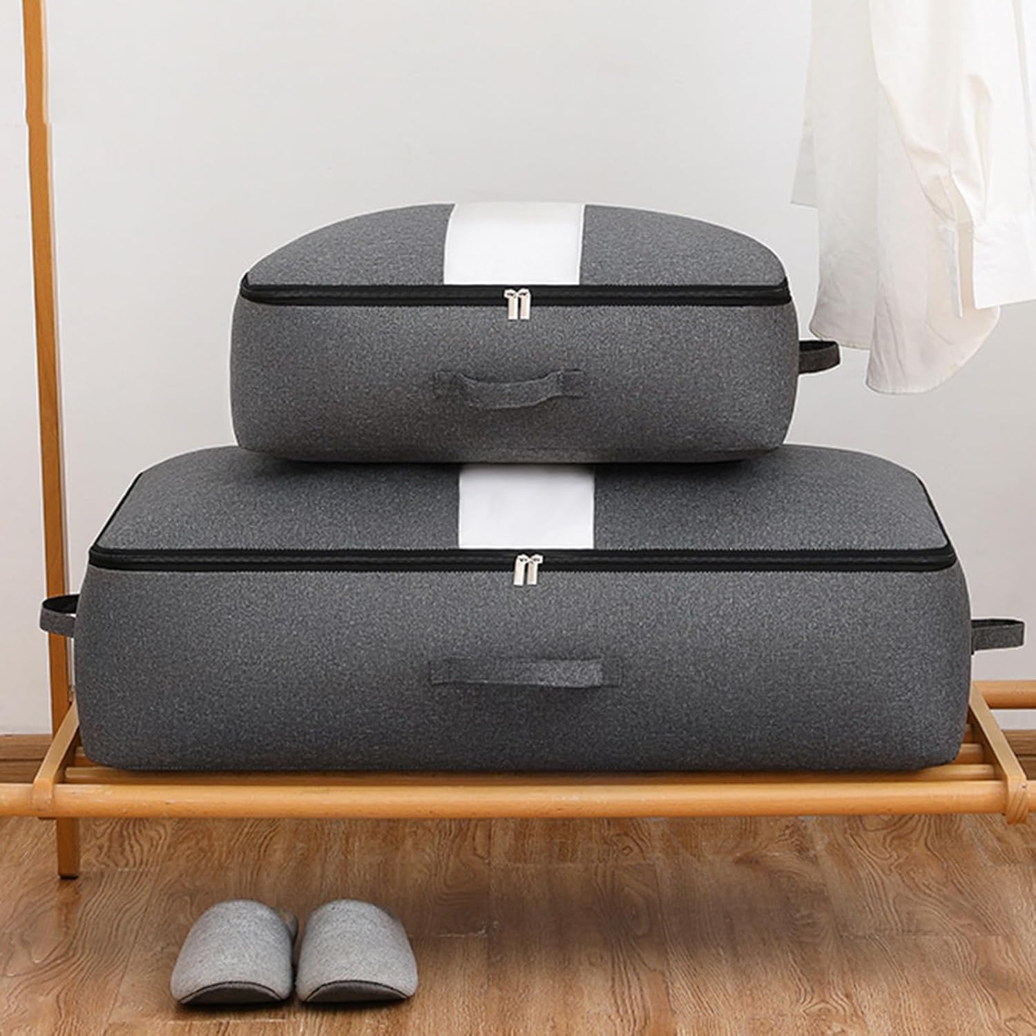 Foldable Clothes and Blanket Storage Bag Practical Storage Bag with Clear Window Organizers Bag for Quick Item Retrieval