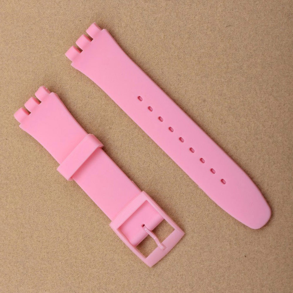 Accesorios de reloj para Swatch, correa de silicona con hebilla de 17mm y 19mm, correa de goma, correa deportiva para hombres y mujeres, correa de reloj de 20mm: Blue pink / 16 mm