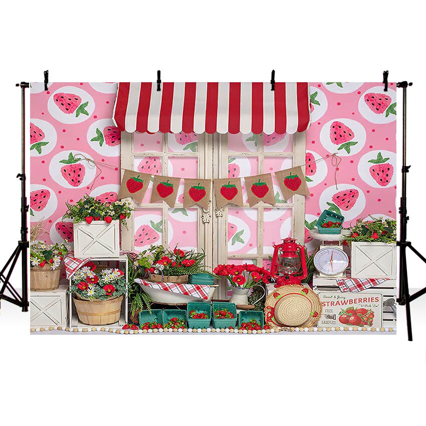 Mehofond – arrière-plan pour photographie, accessoire de Studio Photo, motif de fleurs, fraise, ferme, marché, fête d'anniversaire, pour fille